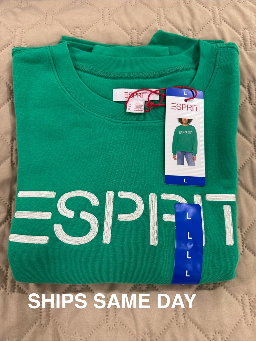Esprit Green Crewneck Sweatshirt with White Logo